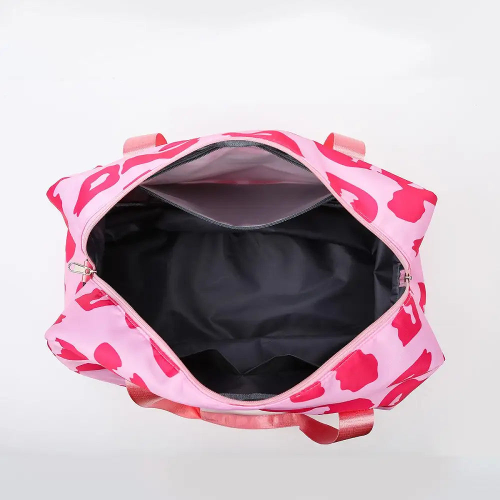 Fierce Pink Leopard Oxford Cloth Printed Travel Bag