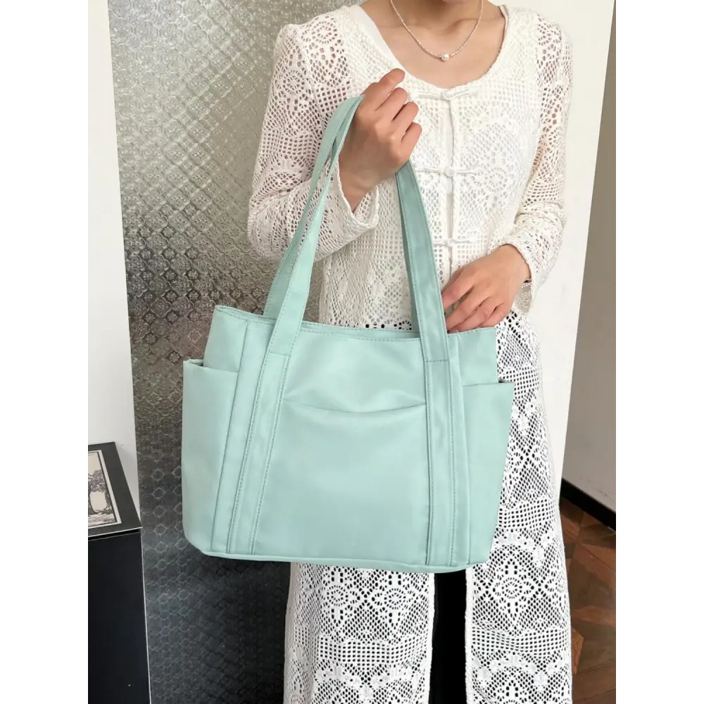 Stylish Oxford Cloth Tote Bag in Fresh Mint Green