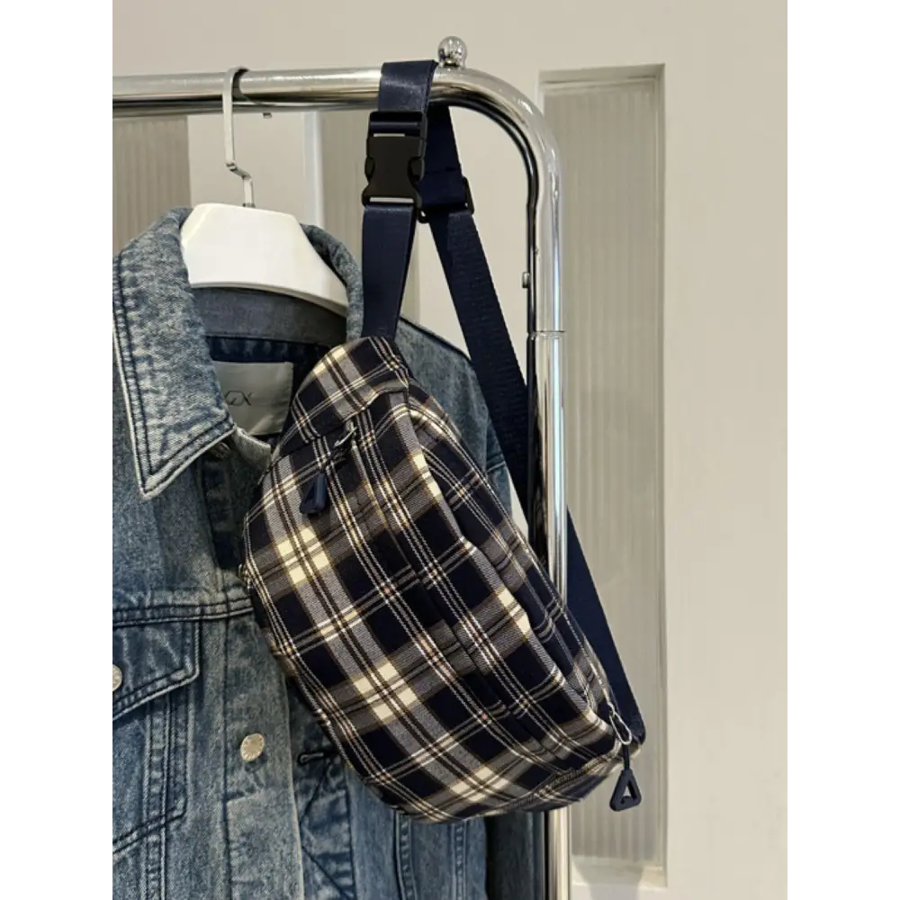 Plaid Adjustable Strap Crossbody Bag