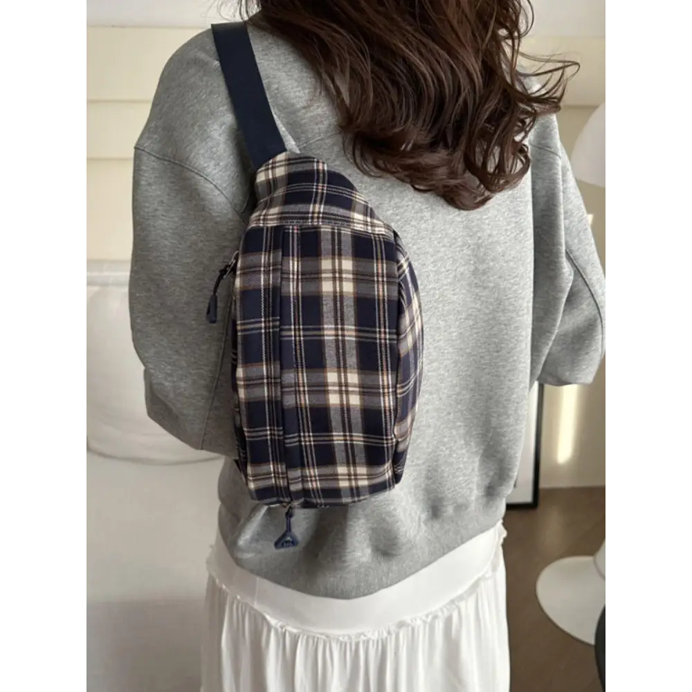 Plaid Adjustable Strap Crossbody Bag