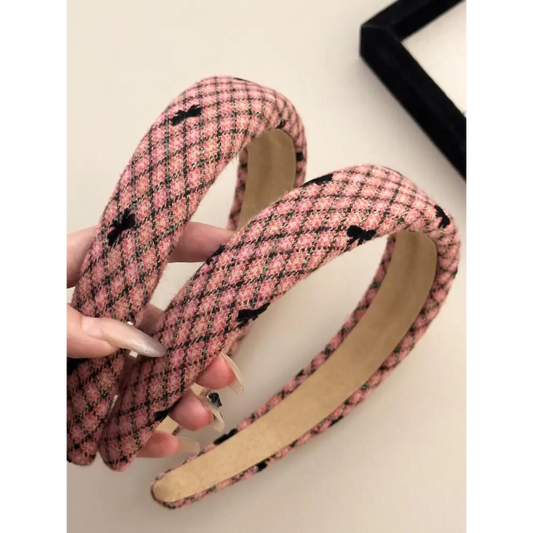 Plaid Bow Wide Headband - CM Fashion