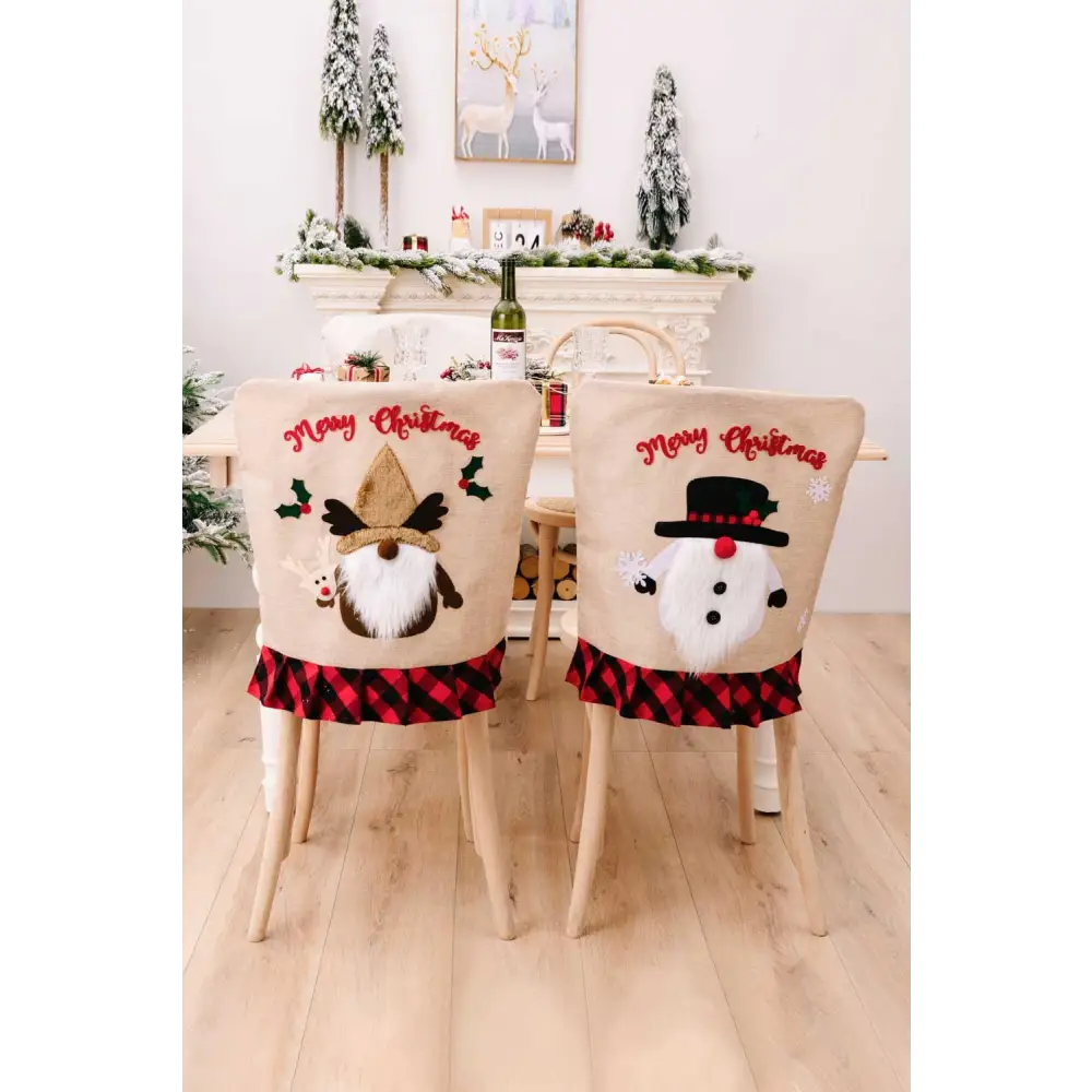 Plaid Christmas Gnome Chair Covers