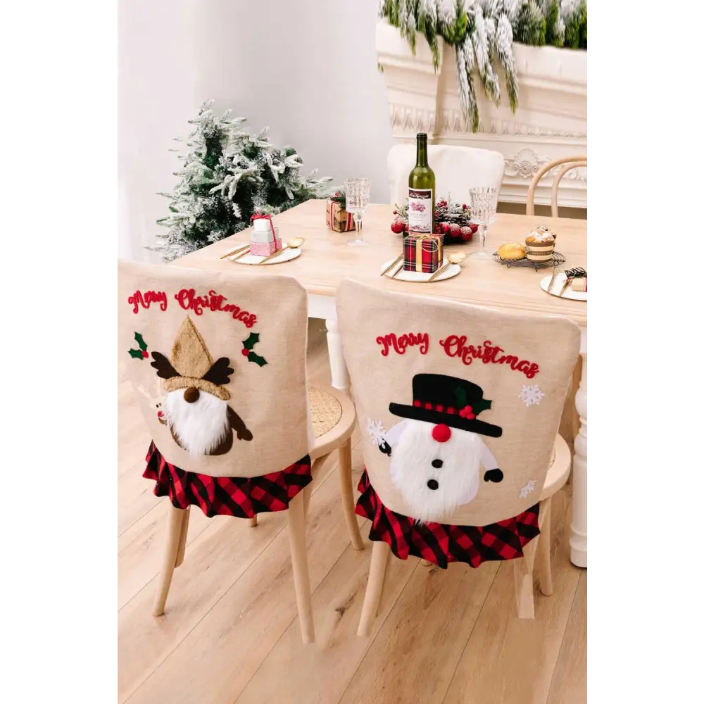 Plaid Christmas Gnome Chair Covers