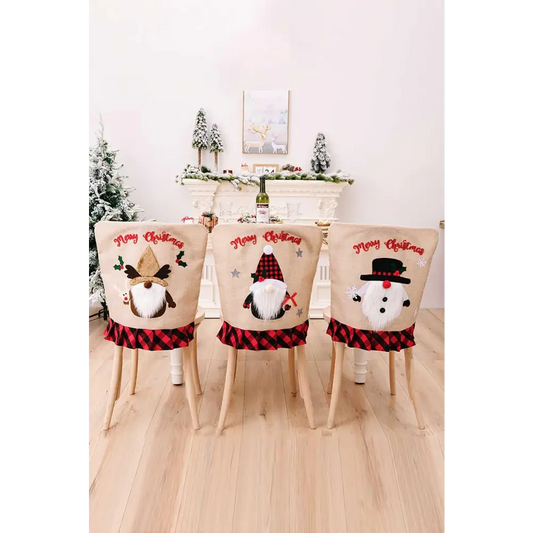 Plaid Christmas Gnome Chair Covers - CM Fashion