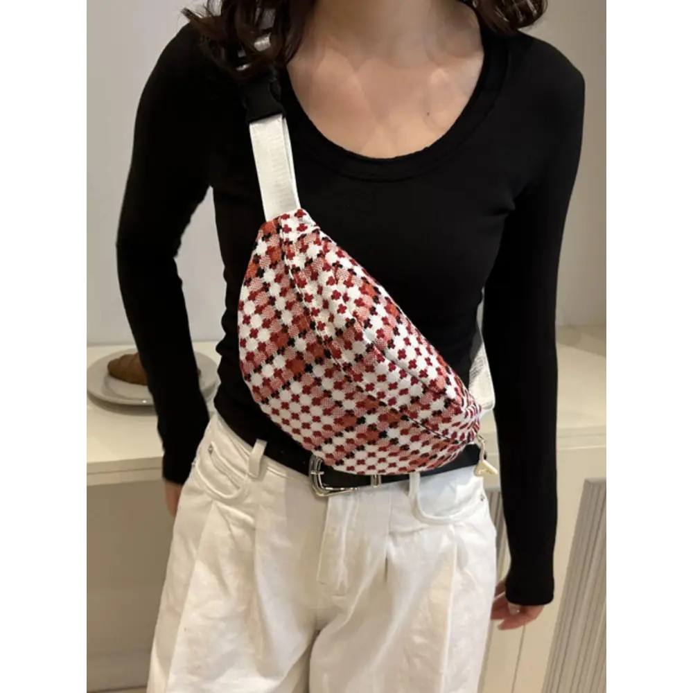 Plaid Wide Strap Crossbody Bag