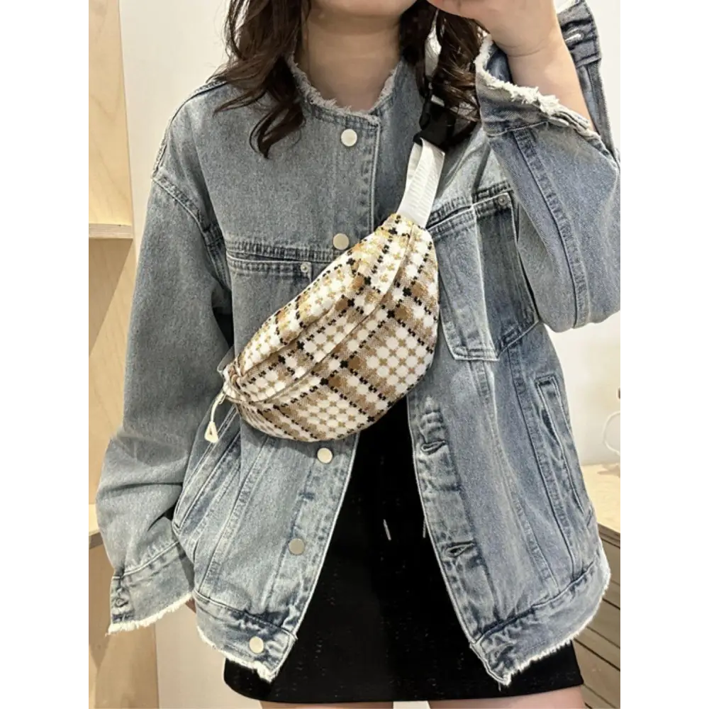 Plaid Wide Strap Crossbody Bag