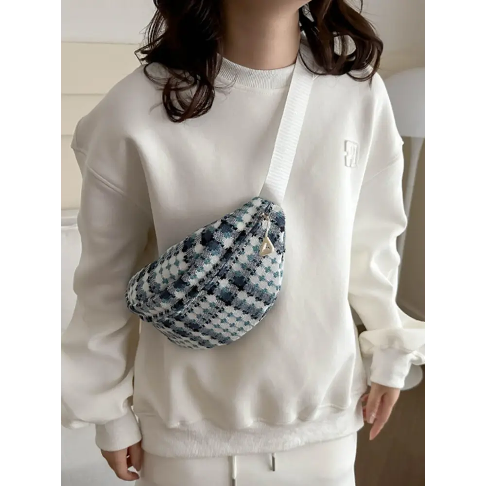 Plaid Wide Strap Crossbody Bag