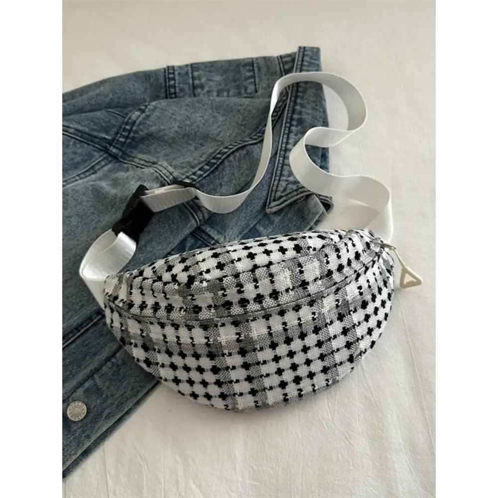 Plaid Wide Strap Crossbody Bag