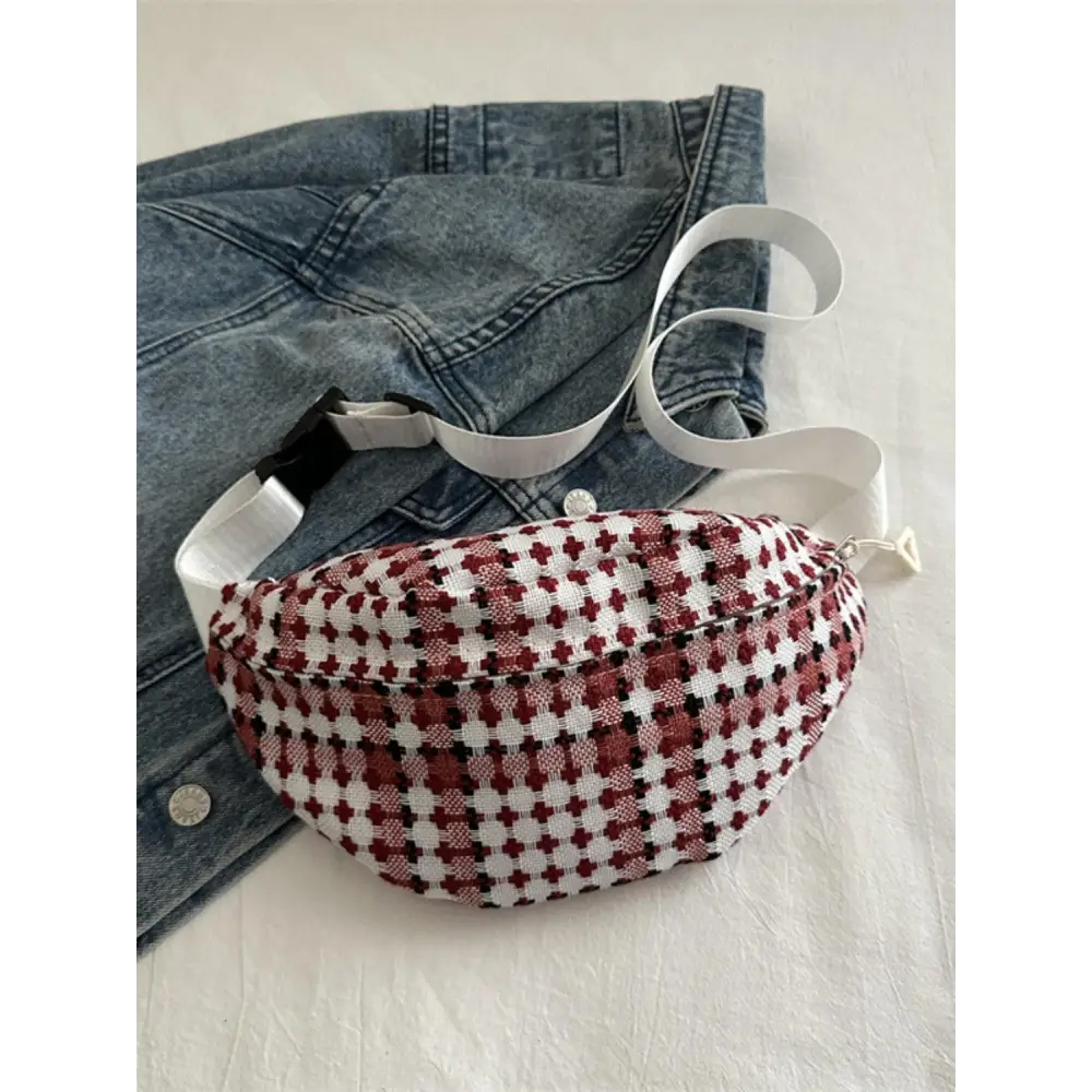 Plaid Wide Strap Crossbody Bag