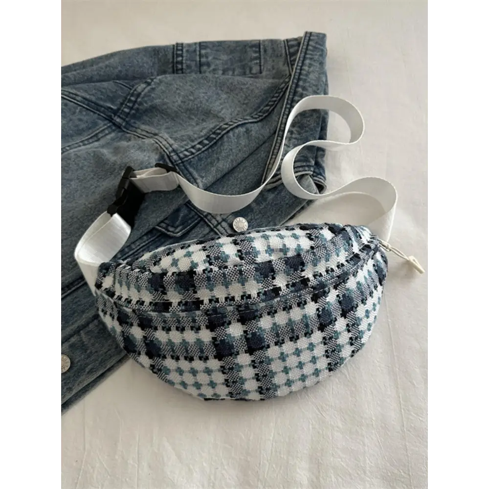 Plaid Wide Strap Crossbody Bag