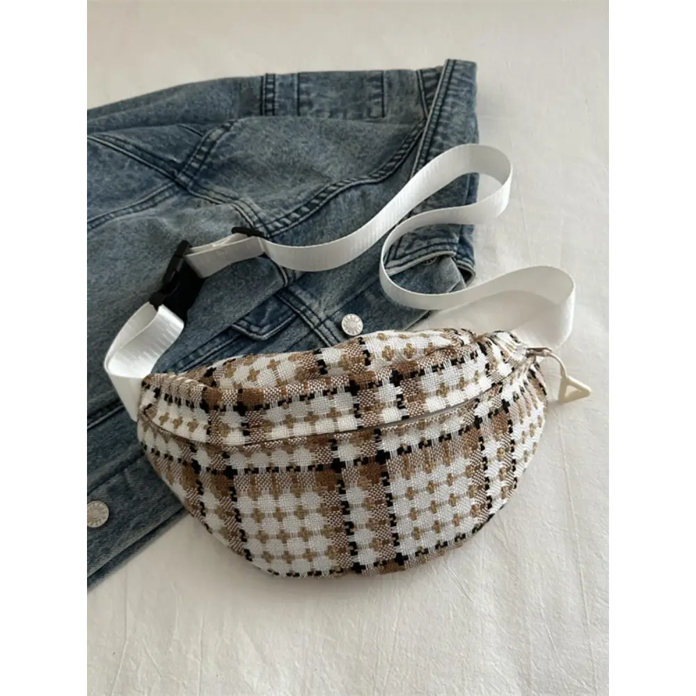 Plaid Wide Strap Crossbody Bag