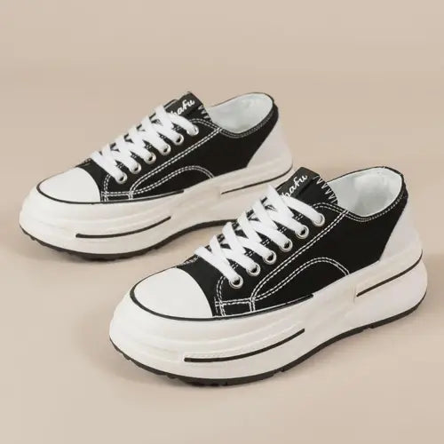 Tied Round Toe Platform Sneakers - CM Fashion