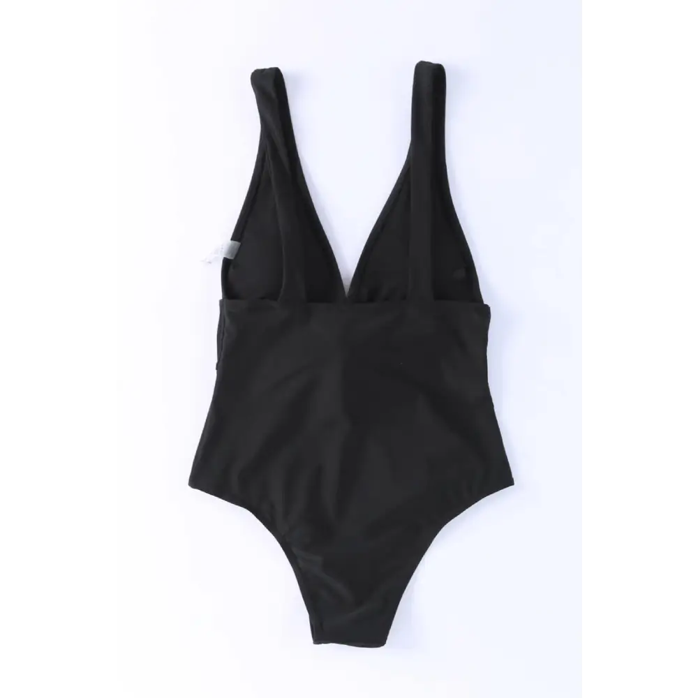 Stunning Plunge Wide Strap One Piece Swimwear in Black