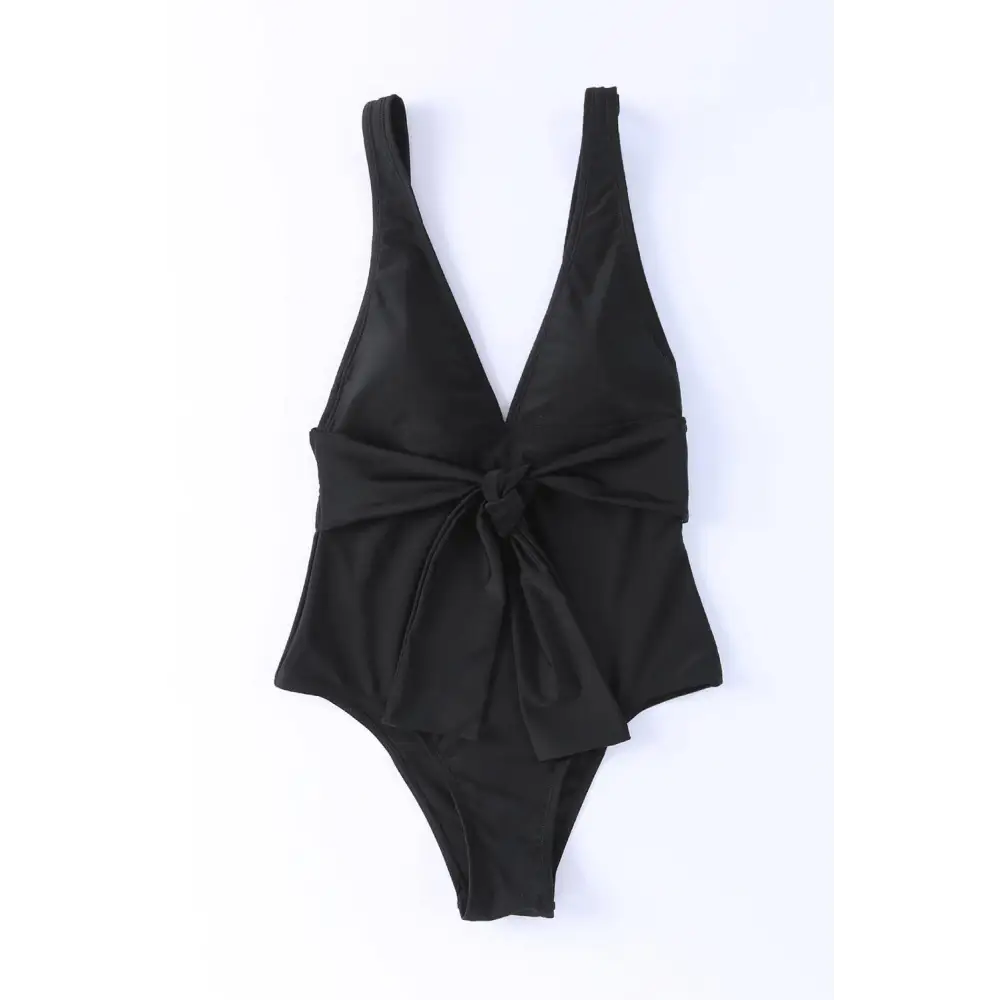 Stunning Plunge Wide Strap One Piece Swimwear in Black