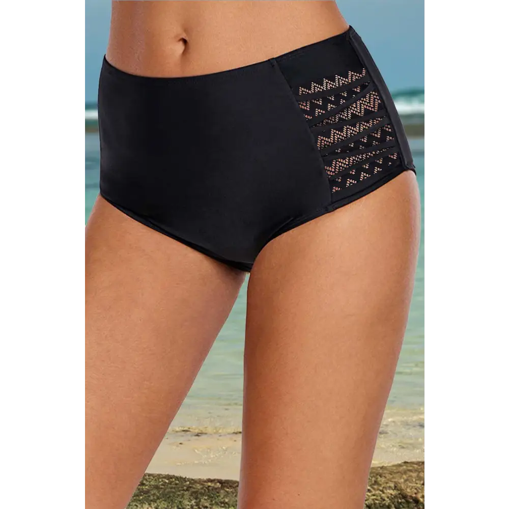 Sultry Low Waist Swim Brief with Lace Accents for Curvy Figures