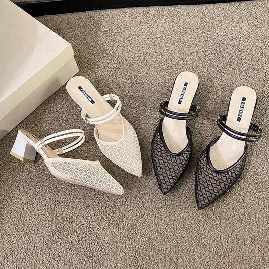 Point Toe Block Heel Sandals - CM Fashion