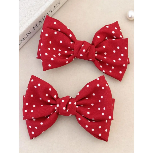 Polka Dot Bow Hair Clip - CM Fashion