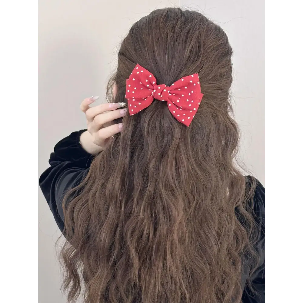 Polka Dot Bow Hair Clip