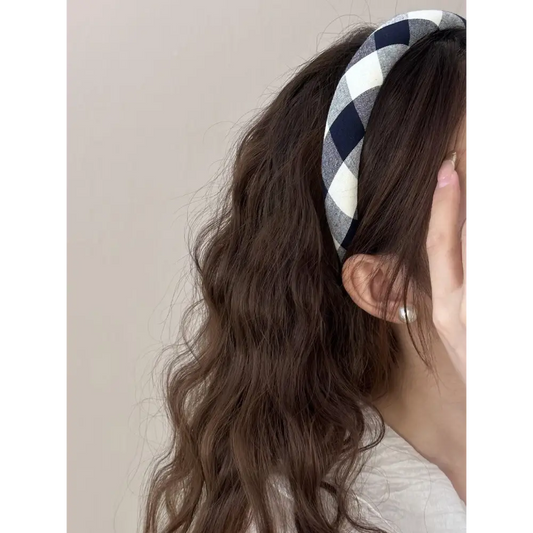 Polyester Plaid Wide Headband - CM Fashion