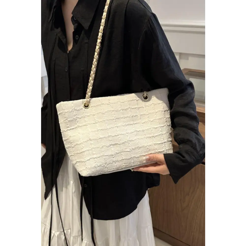 White Polyester Chain Tote