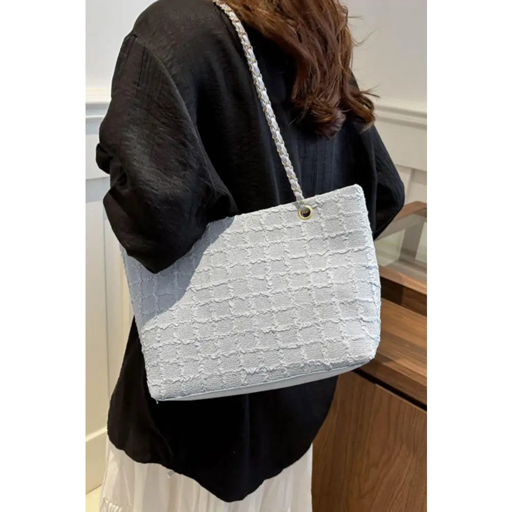 White Polyester Chain Tote