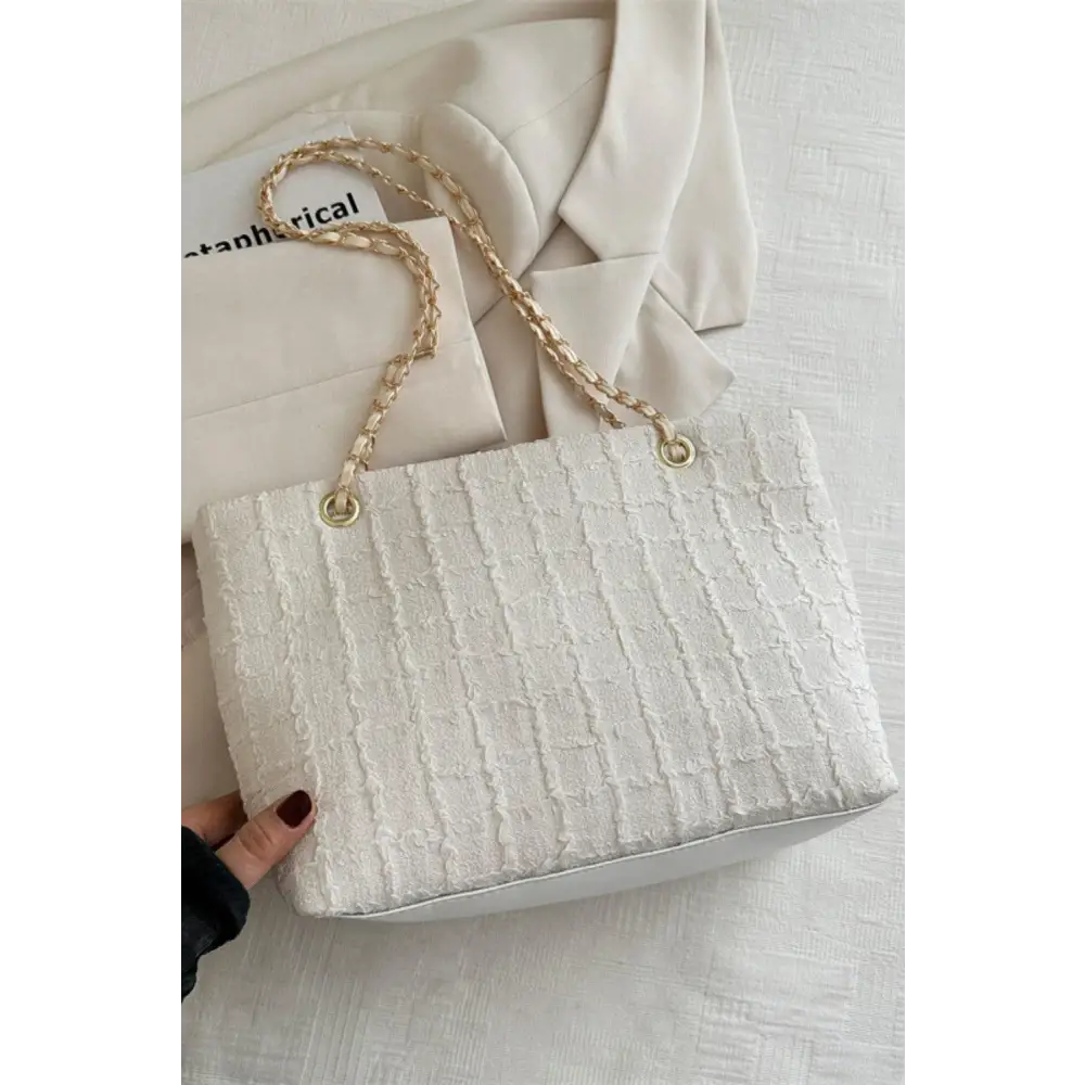 White Polyester Chain Tote