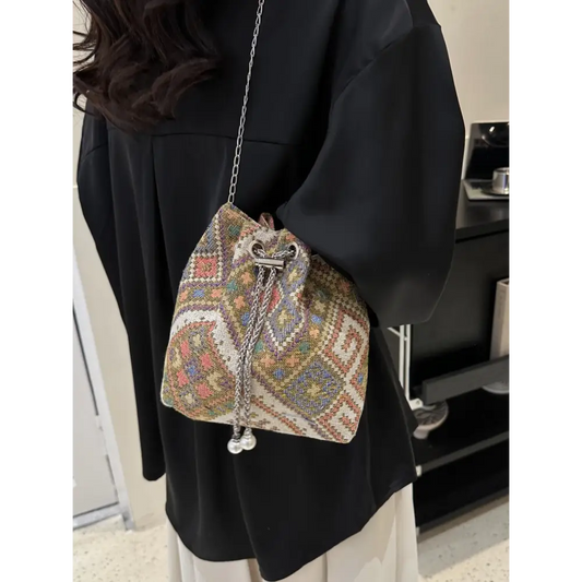 Printed Chain Bucket Bag - CM Fashion