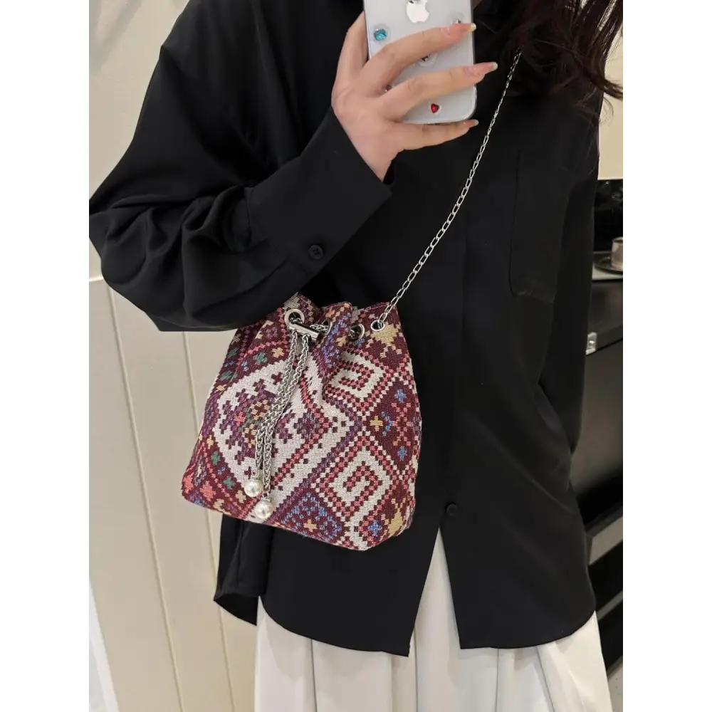 Printed Chain Bucket Bag