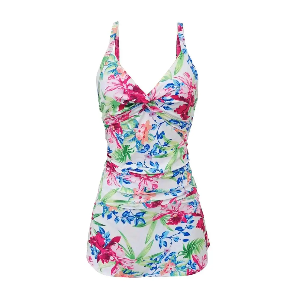 Printed Spaghetti Strap Top and Skirt Swim Set