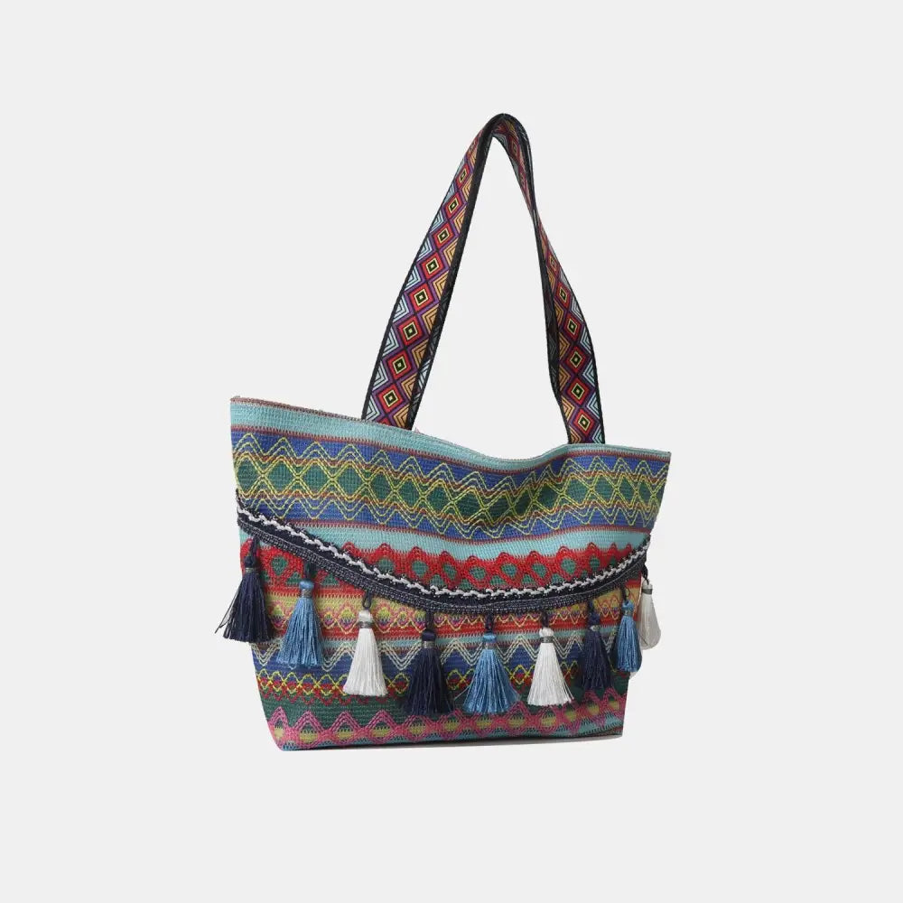 Vibrant Printed Tassel Tote Bag Original Tags Included