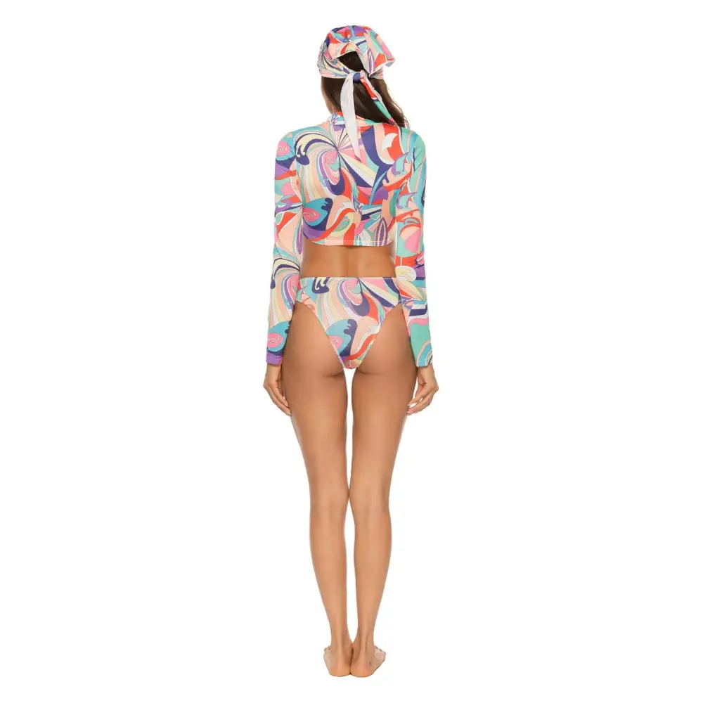 Printed Zip Up Three-Piece Swim Set