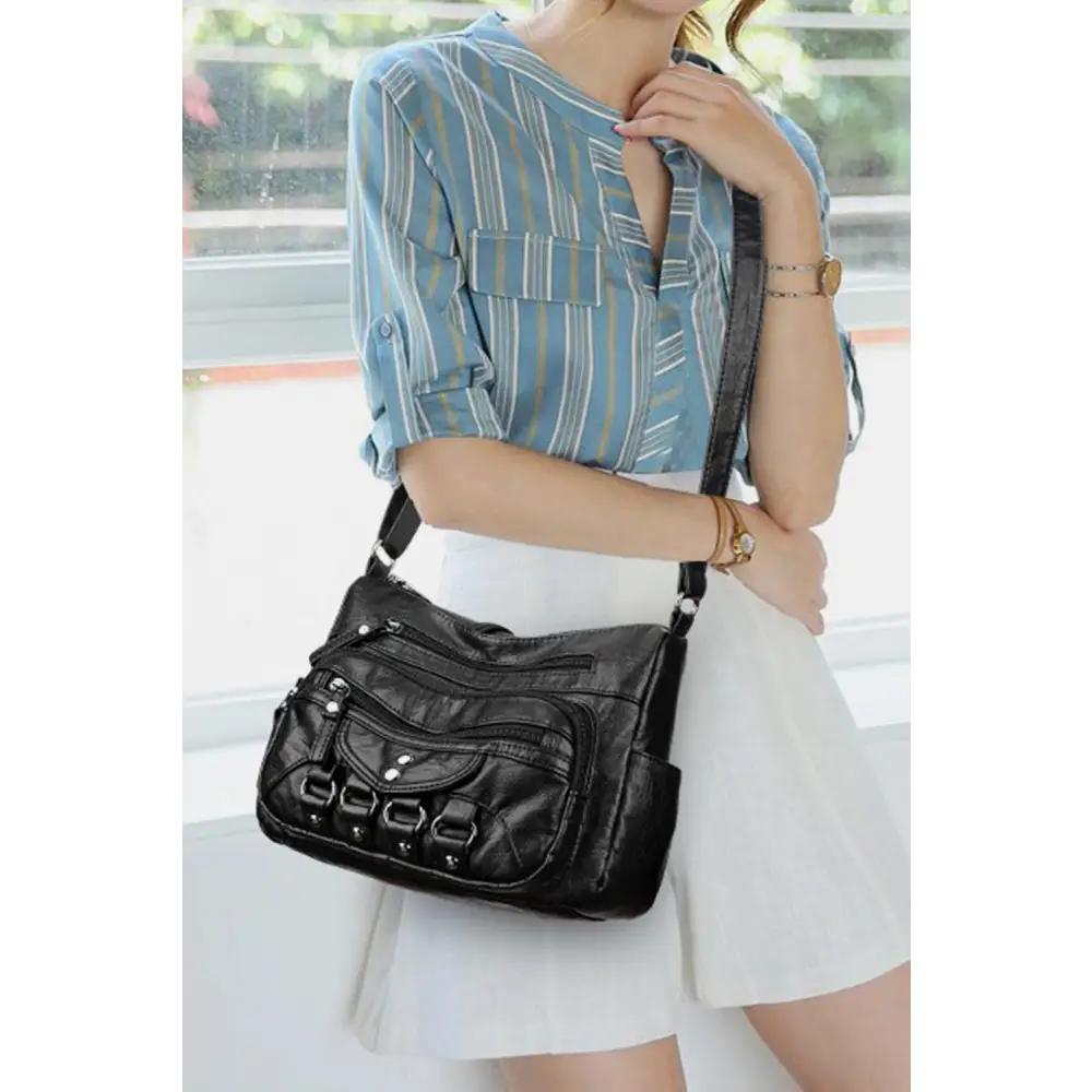 PU Leather Adjustable Strap Crossbody Bag