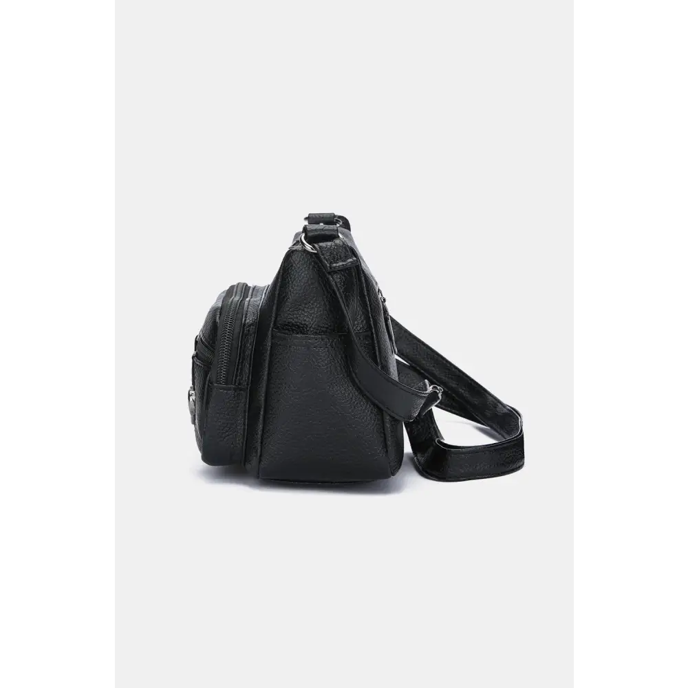 Stylish Black Leather Adjustable Strap Shoulder Bag for Every Occasion