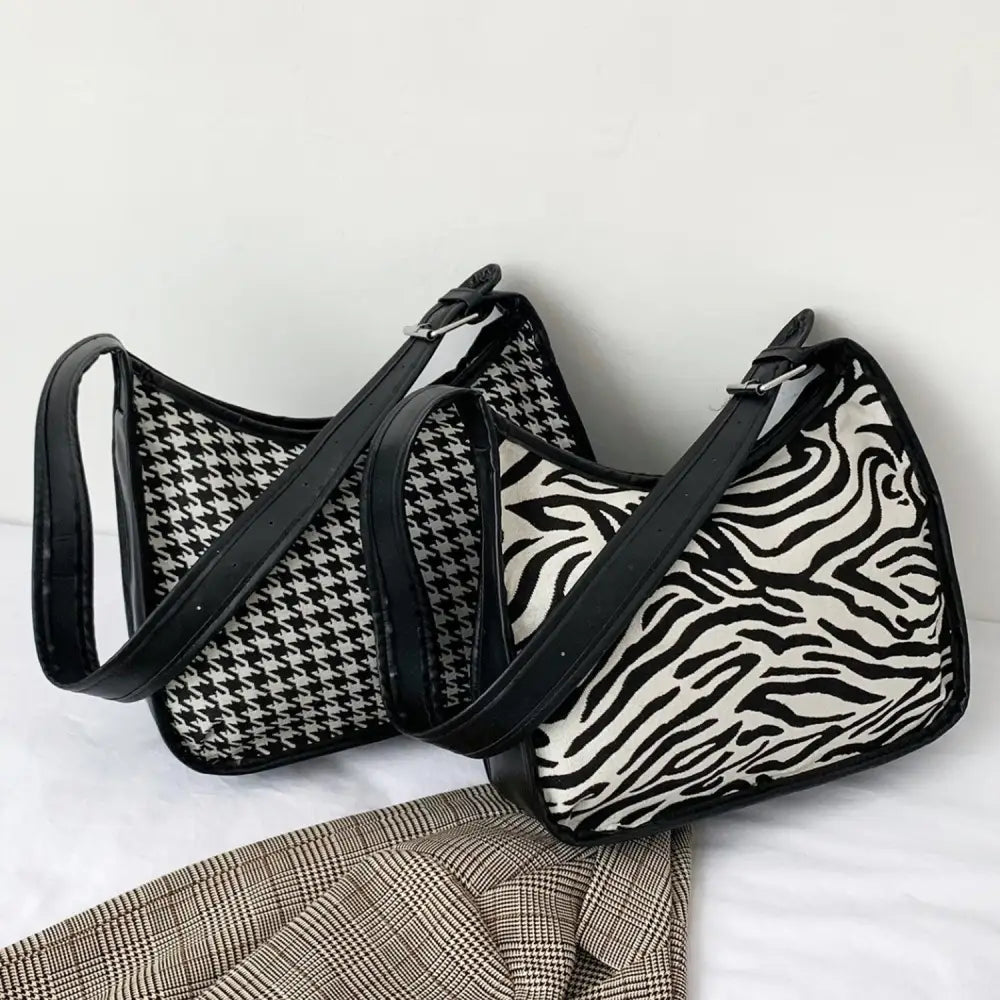 Wild Zebra Leather Adjustable Strap Shoulder Bag