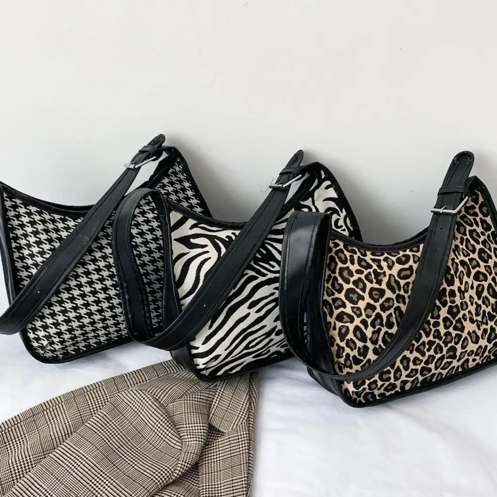 Wild Zebra Leather Adjustable Strap Shoulder Bag