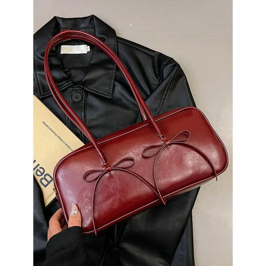 PU Leather Bow Trim Shoulder Bag - CM Fashion