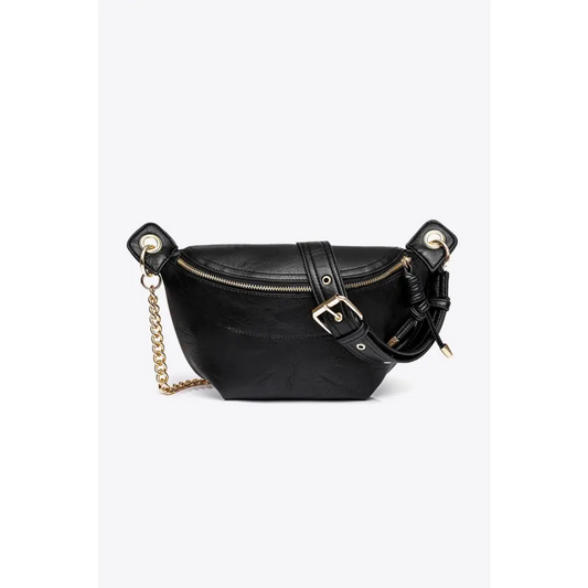 PU Leather Chain Strap Crossbody Bag - CM Fashion