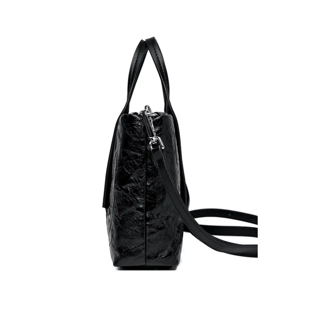 Chic Black Leather Handbag with Original Tags Fast Delivery