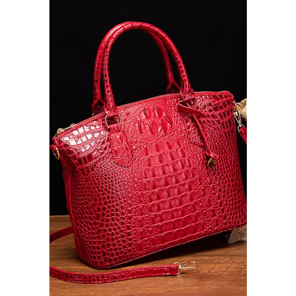 Stylish Crocodile-Pattern Leather Handbag with Fast Delivery