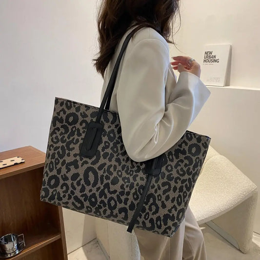 PU Leather Leopard Tote Bag - CM Fashion