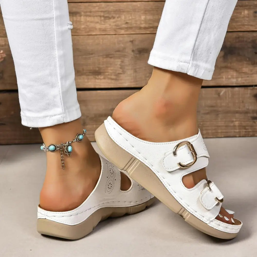 PU Leather Open Toe Buckle Sandals