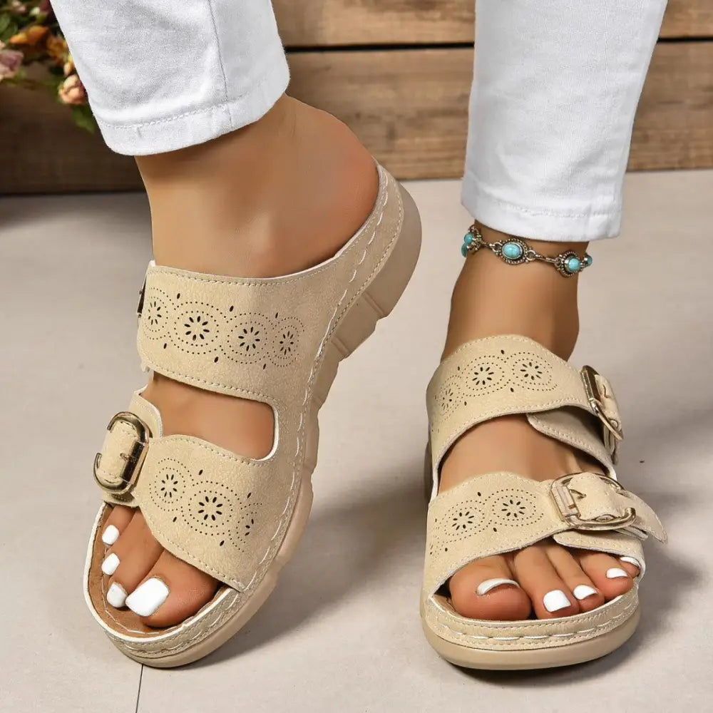 PU Leather Open Toe Buckle Sandals