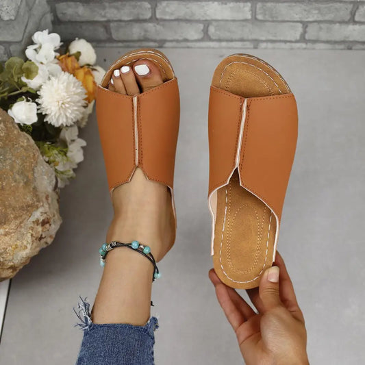 PU Leather Open Toe Sandals - CM Fashion