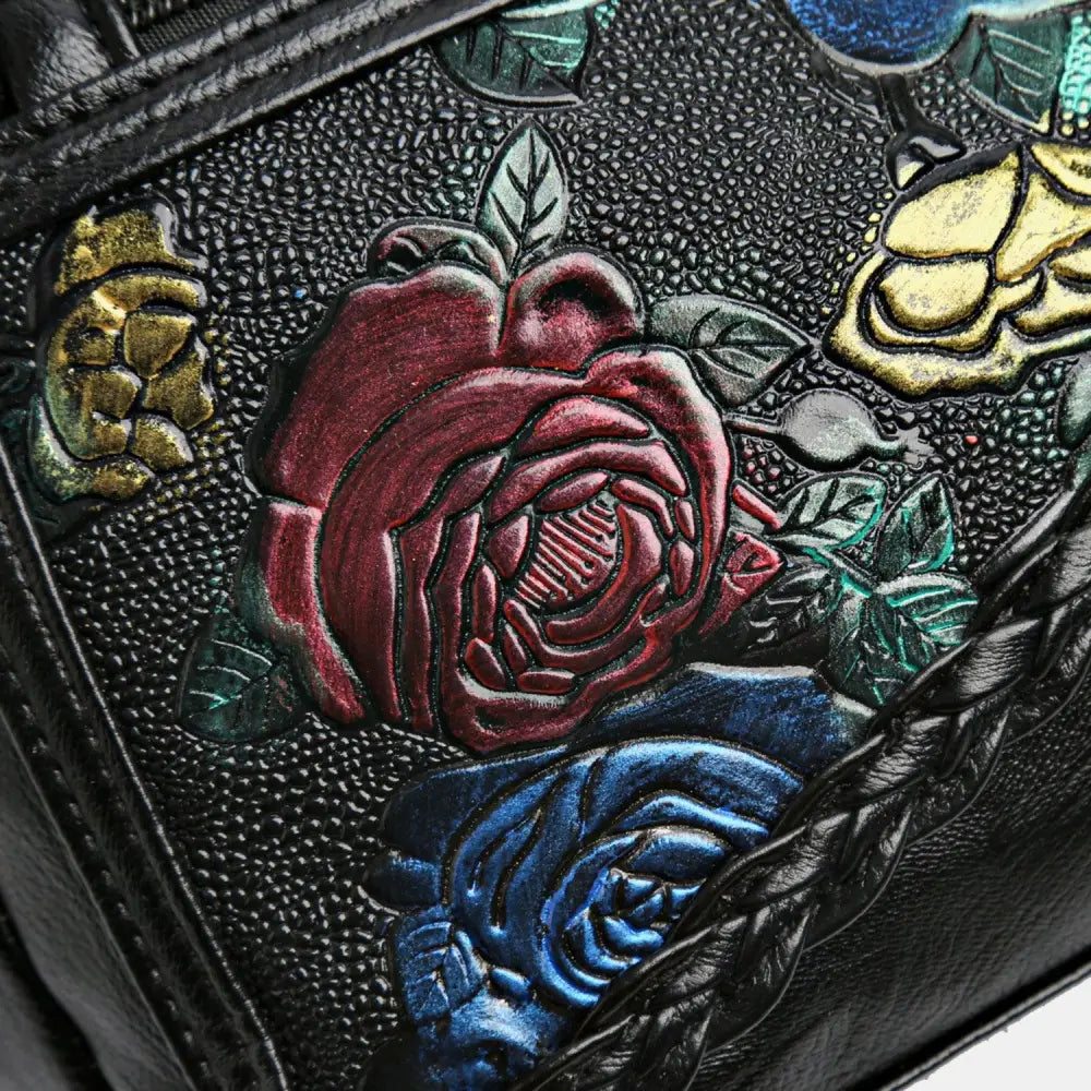 Elegant Leather Rose Pattern Shoulder Bag for Stylish Women