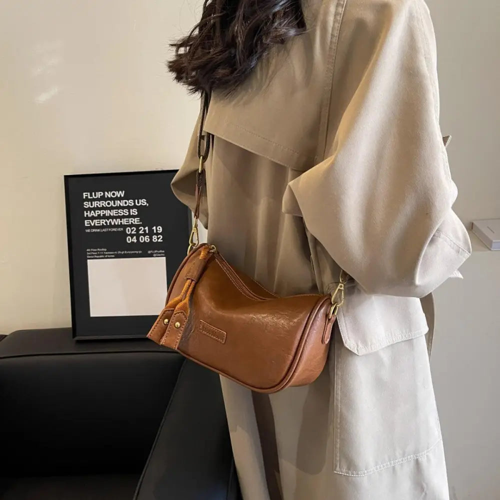 Stylish Brown Leather Shoulder Bag Ready in 3 Business Days