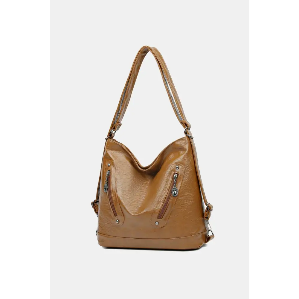 Stylish Brown Leather Shoulder Bag Ready in Business Days