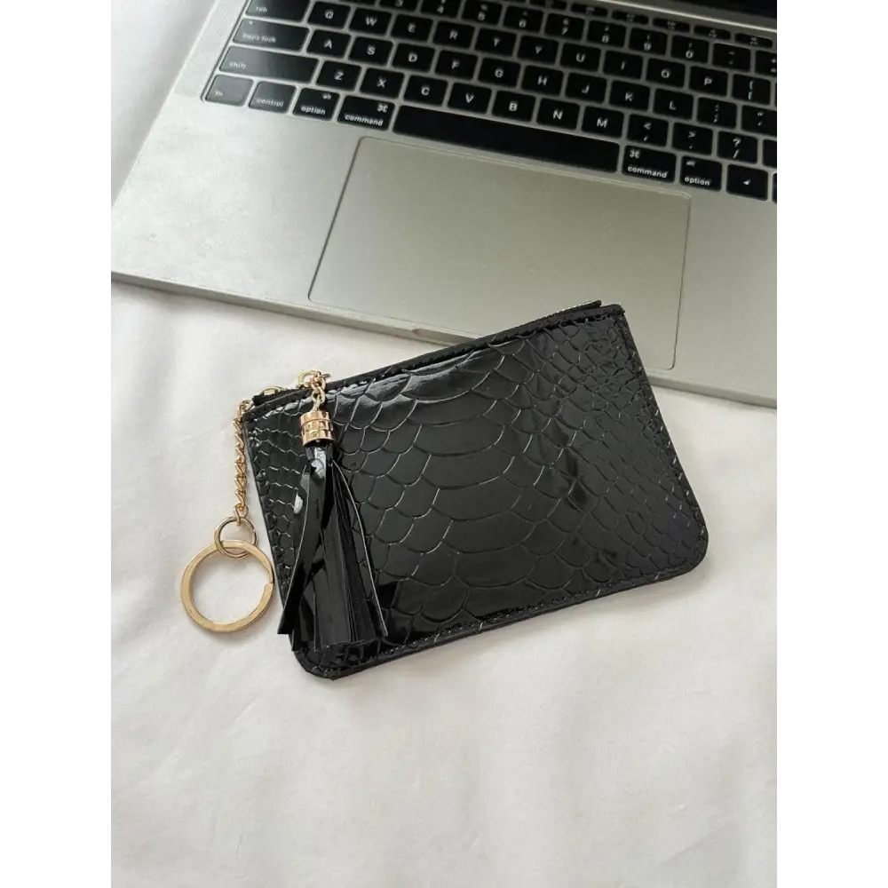 PU Leather Tassel Trim Card Case