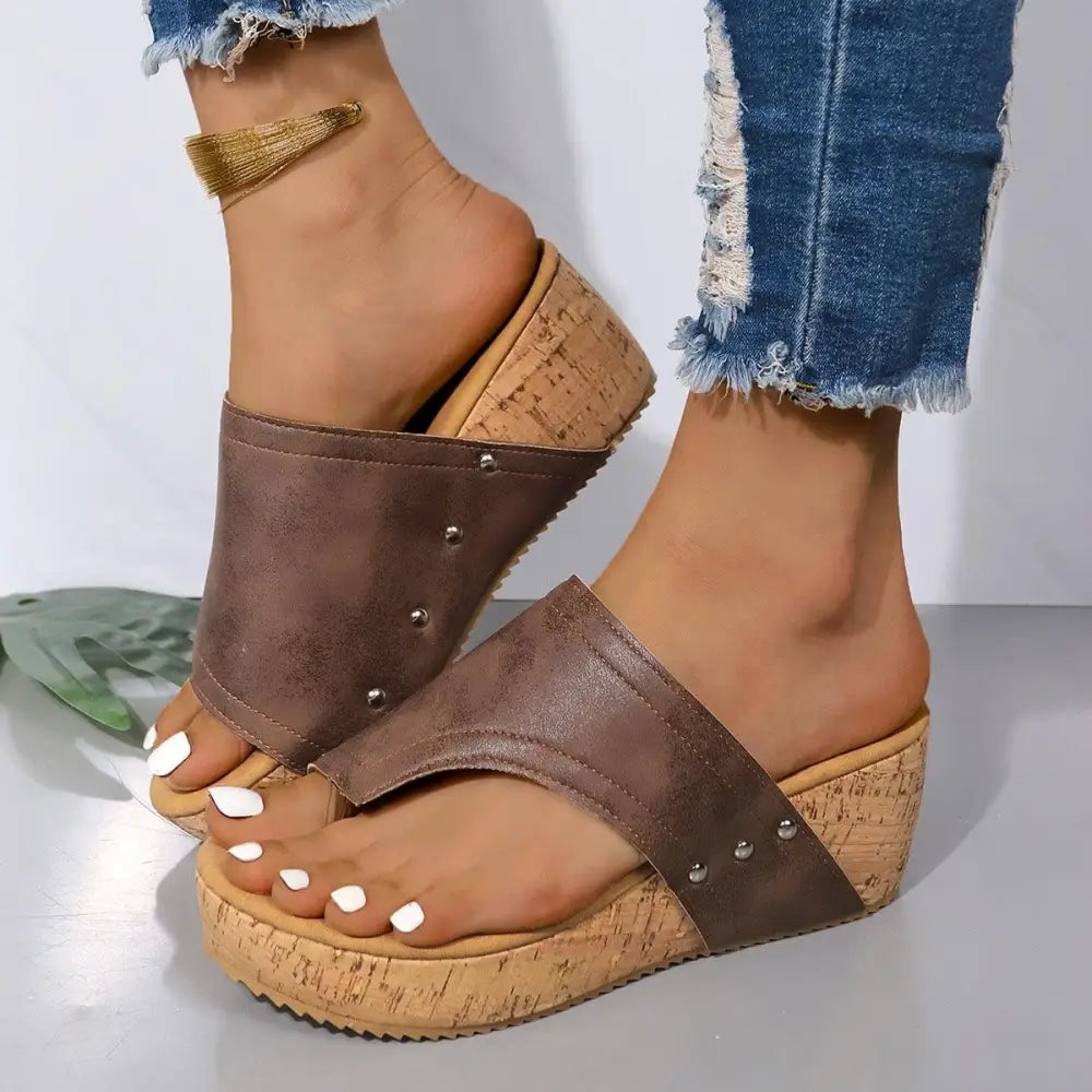 PU Leather Wedge Sandals