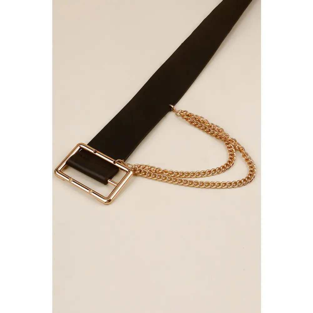 PU Leather Wide Belt with Chain