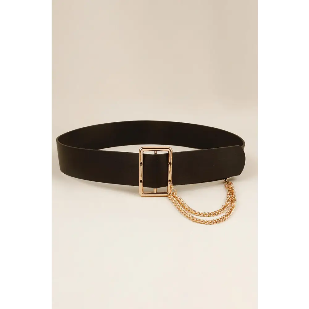 PU Leather Wide Belt with Chain